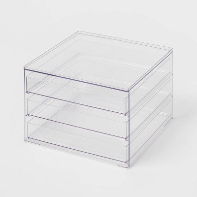 Metalowy organizer z 4 szufladami, biały