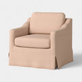 Obrotowy fotel akcentowy z pokrowcem typu slipcover, różowy, wymaga montażu
