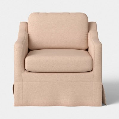Obrotowy fotel akcentowy z pokrowcem typu slipcover, różowy, wymaga montażu