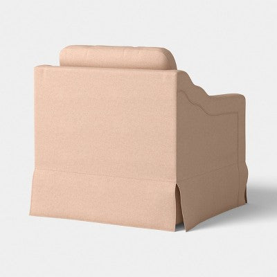 Obrotowy fotel akcentowy z pokrowcem typu slipcover, różowy, wymaga montażu