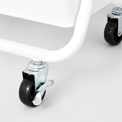 Metalowy wózek pomocniczy 3-poziomowy, biały, na kółkach