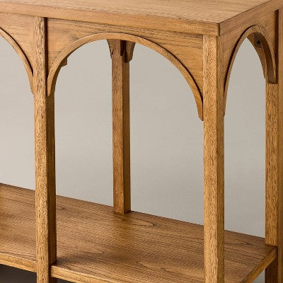 Konsola do przedpokoju z łukowym detalem, wykończenie w stylu „aged oak”